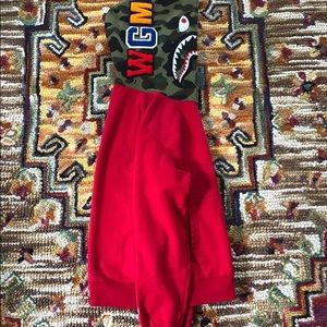 Red bape shark Full zip hoodie